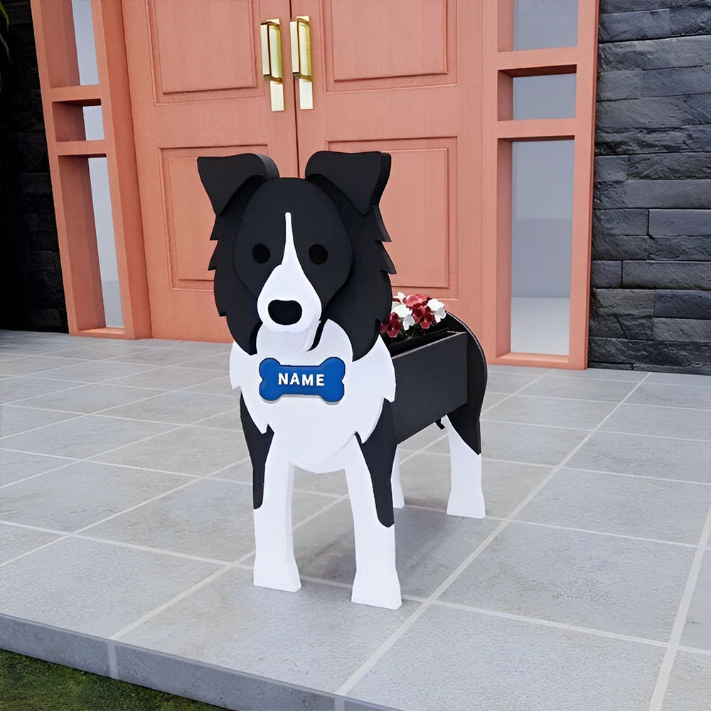 Border Collie Plantenbak