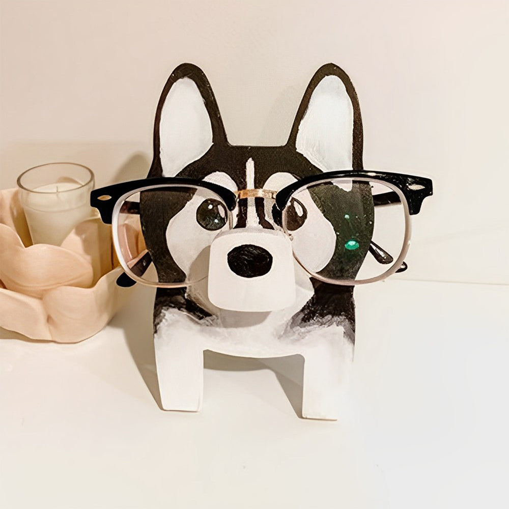 Wooden Cartoon Husky Dog Eyeglass Holder