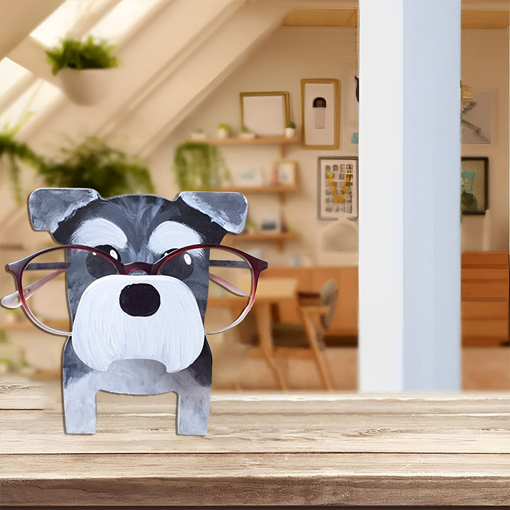 Wooden Cartoon Schnauzer Eyeglass Holder