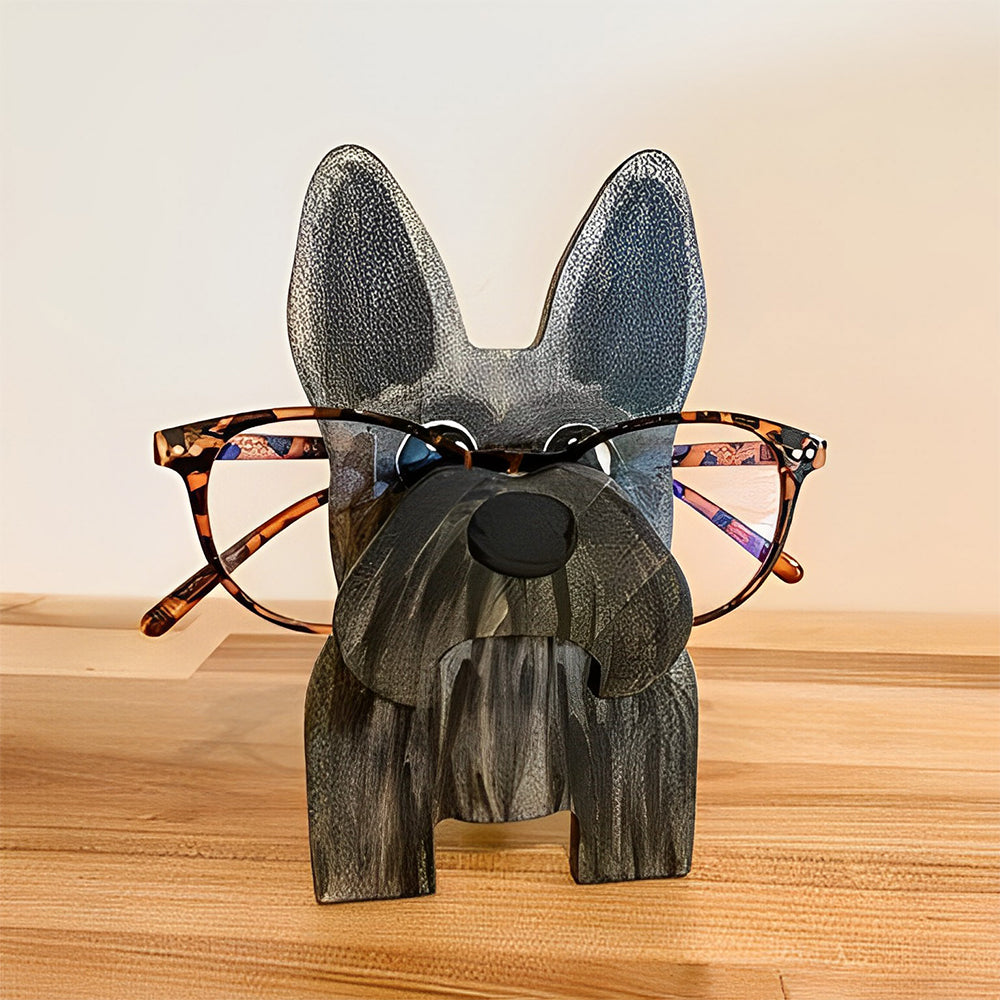 Wooden Cartoon Gray Dog Eyeglass Holder