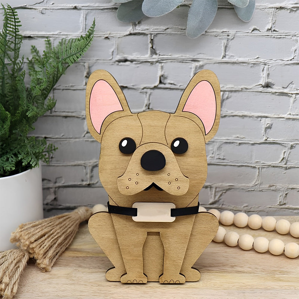 Wooden Cartoon Cute Bulldog Eyeglass Holder