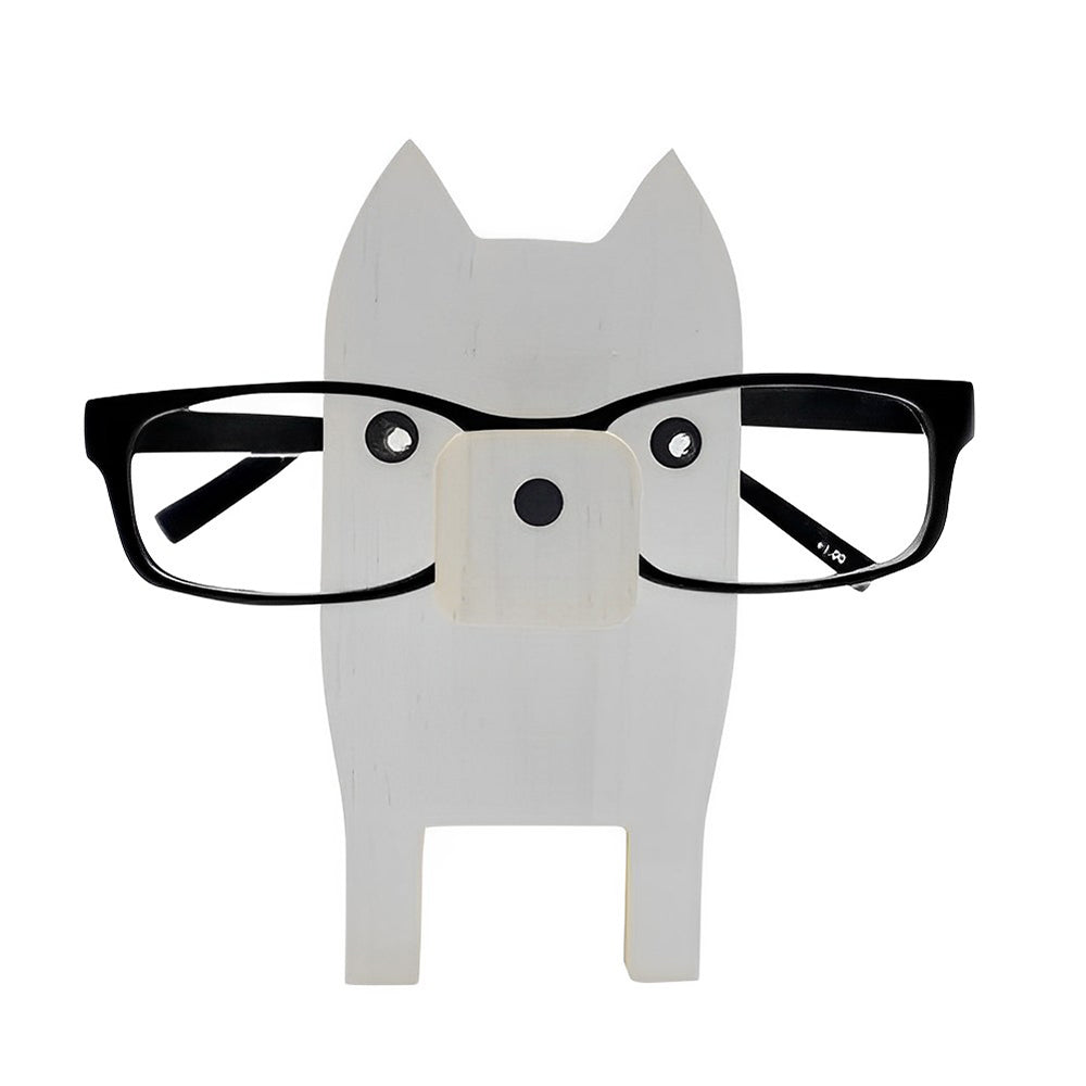 Wooden Cartoon White Dog Eyeglass Holder