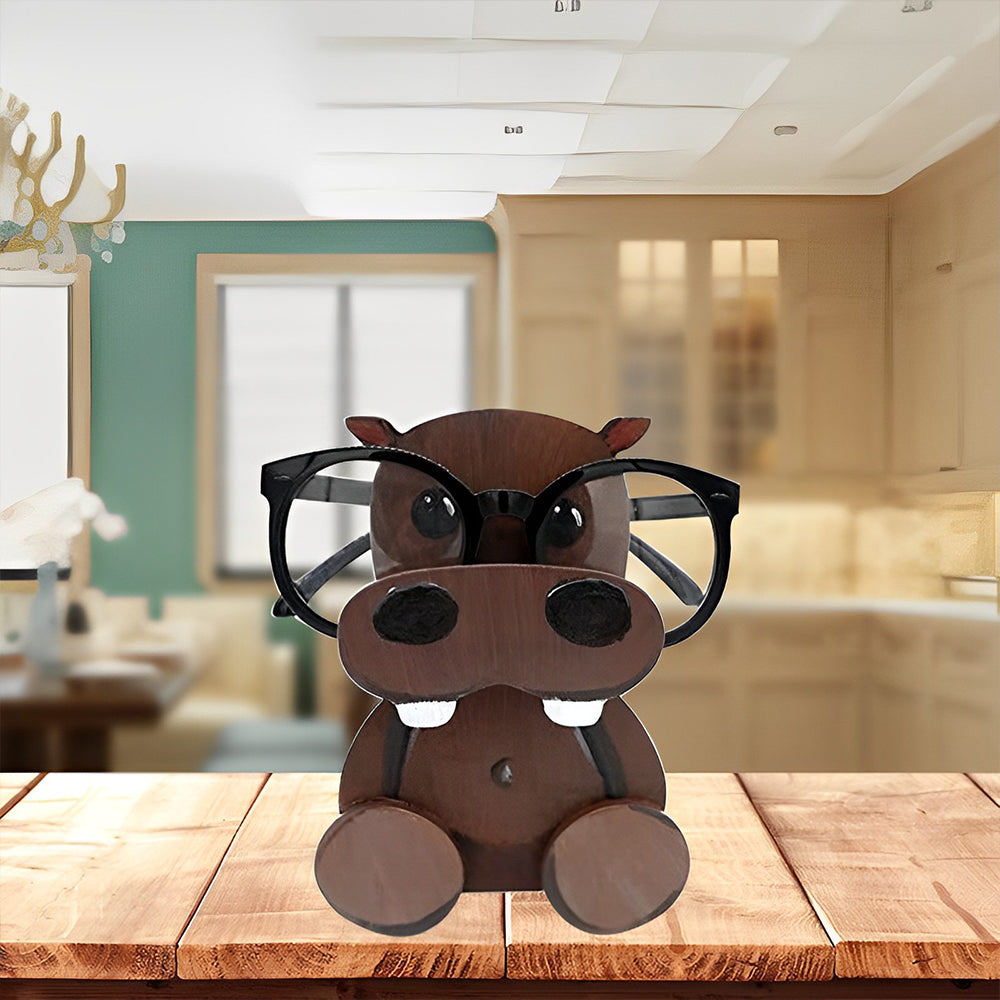 Wooden Cartoon Hippo Eyeglass Holder