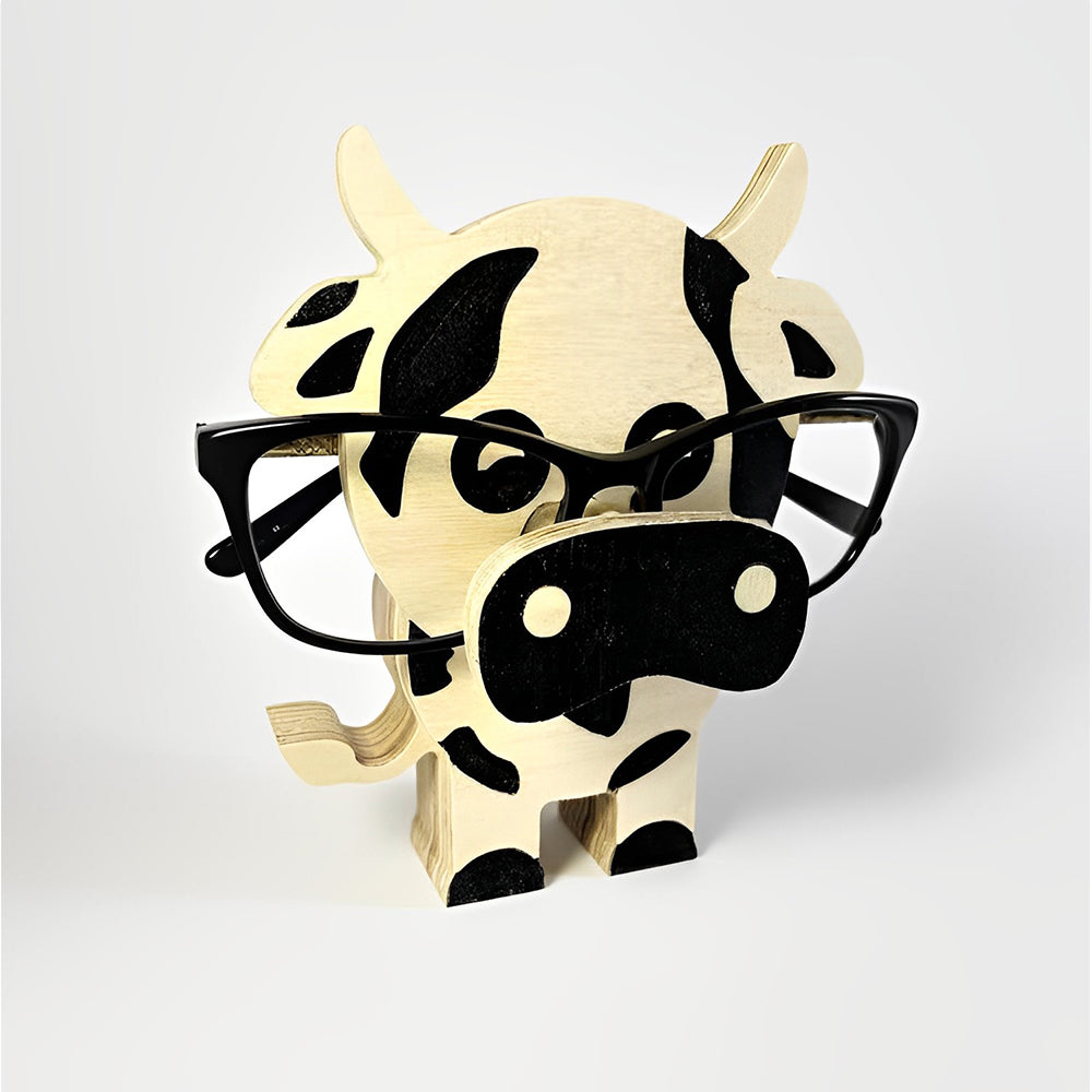 Wooden Cartoon Cute Cow Eyeglass Holder