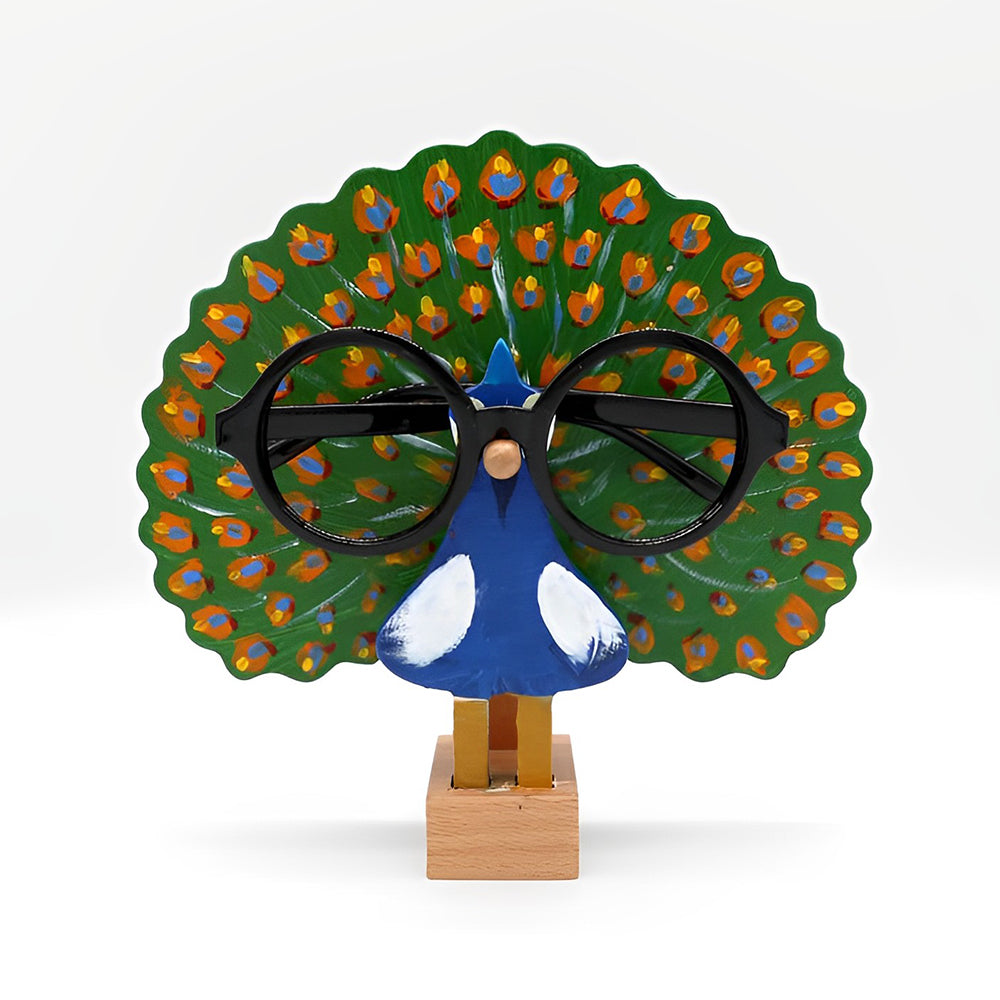 Wooden Cartoon Peacock Eyeglass Holder