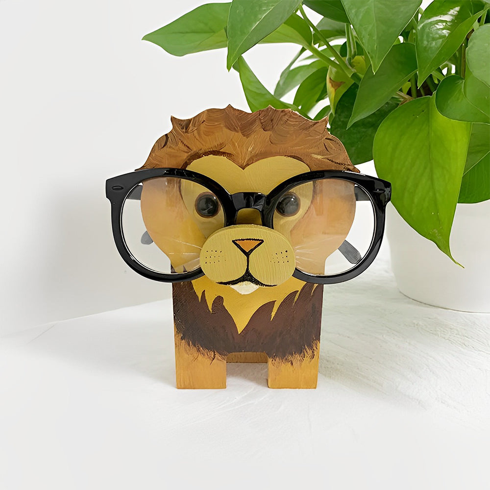 Wooden Cartoon Lion Eyeglass Holder